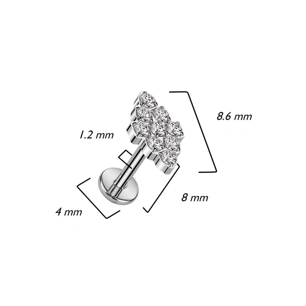 Tytan labret cyrkonia w kształcie diamentu gwint wewnętrzny - Image 2