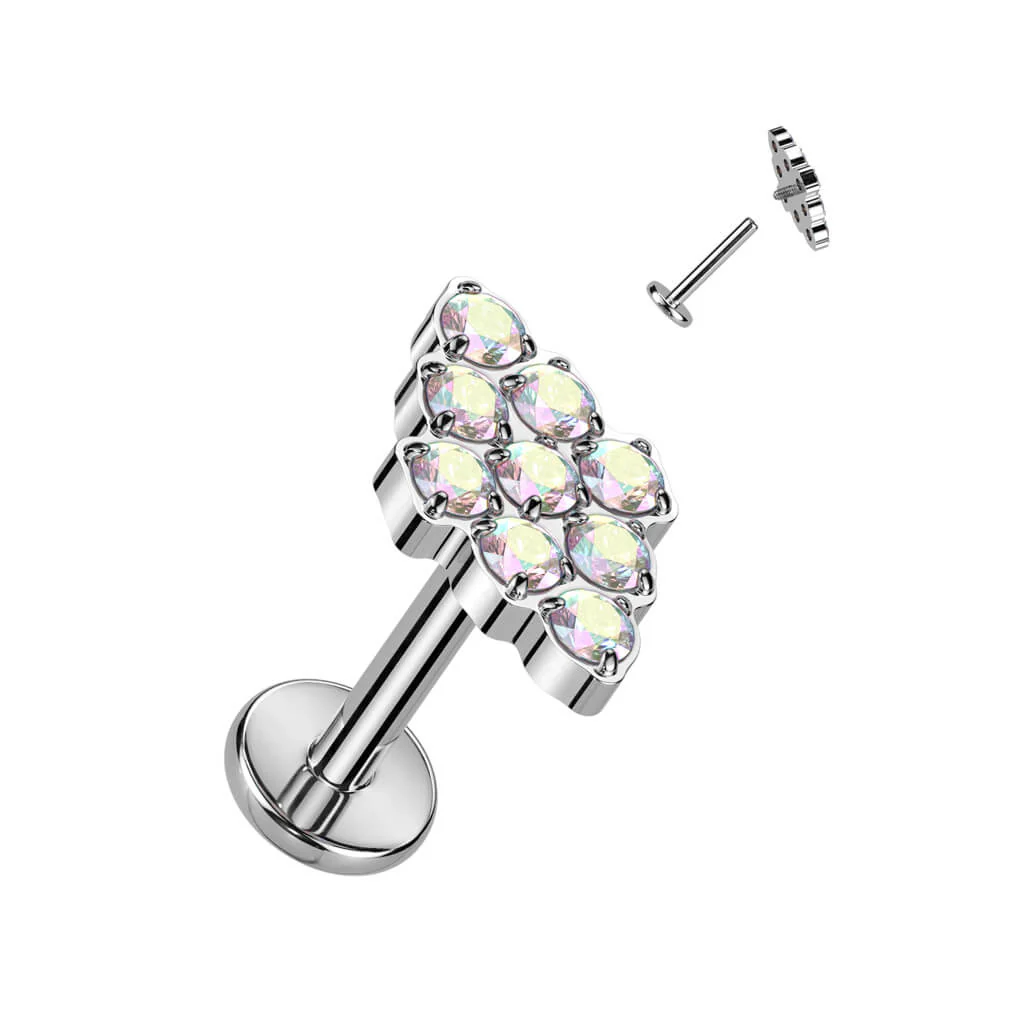Tytan labret cyrkonia w kształcie diamentu gwint wewnętrzny - Image 3