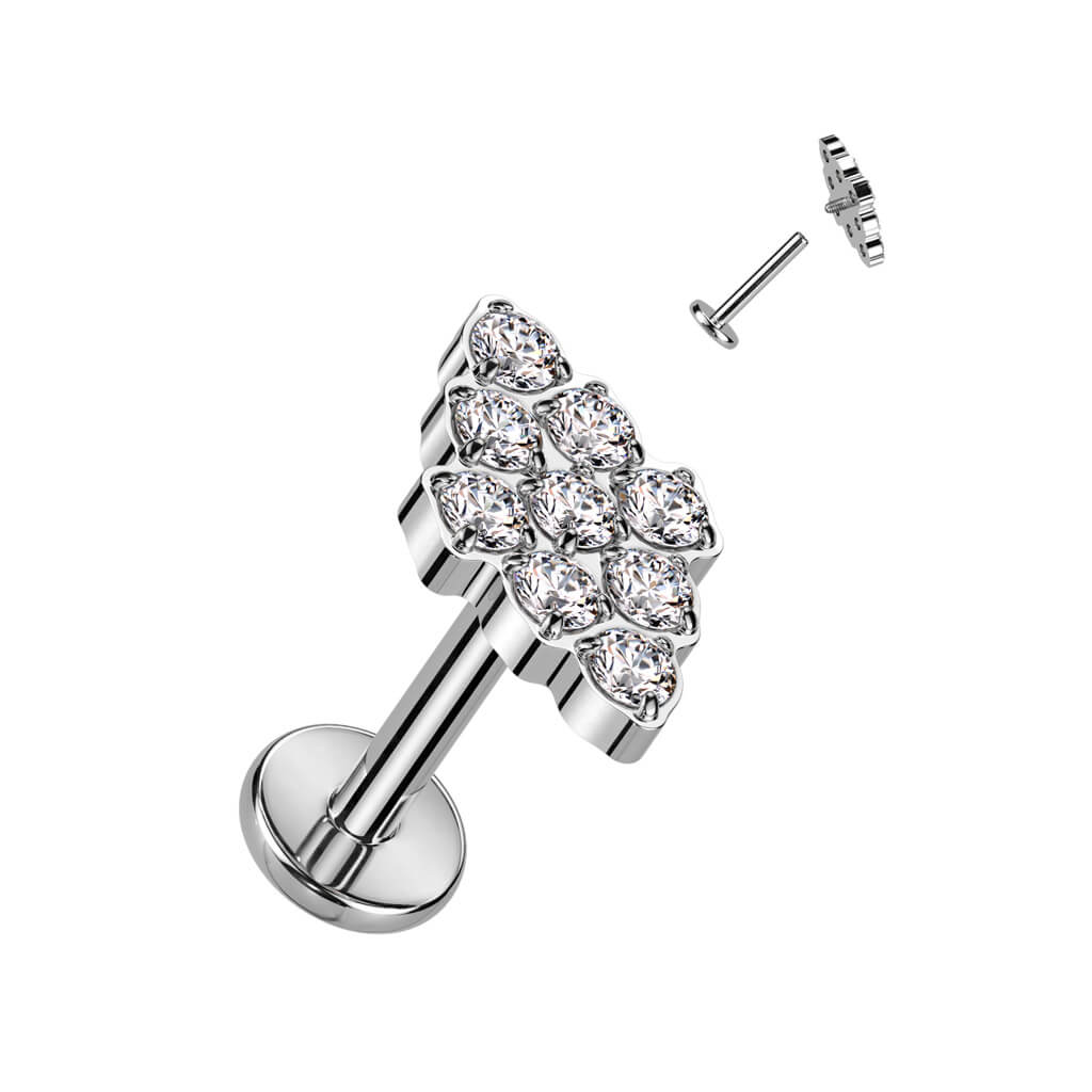 Tytan labret cyrkonia w kształcie diamentu gwint wewnętrzny - Image 4