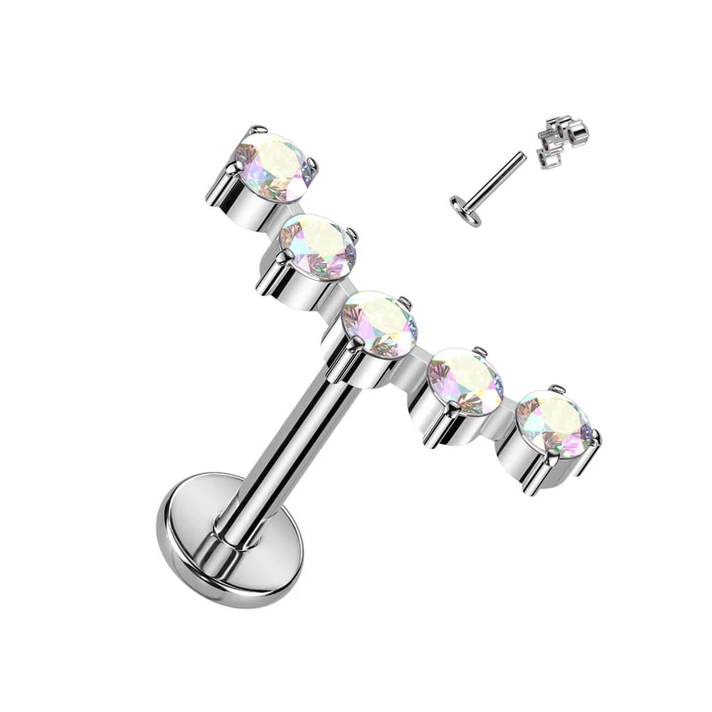 Tytan labret cyrkonia zaokrąglona gwint wewnętrzny - Image 3