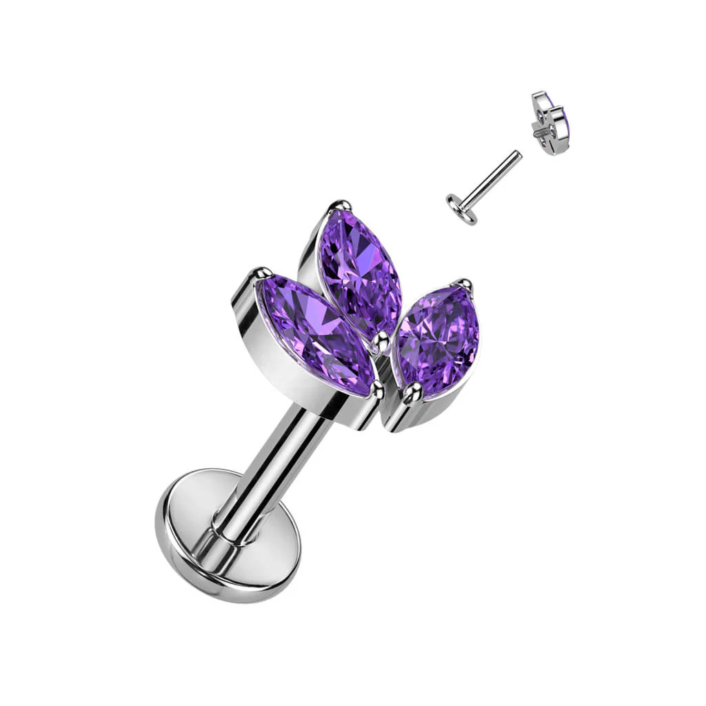 Tytan labret liść cyrkonia gwint wewnętrzny - Image 3