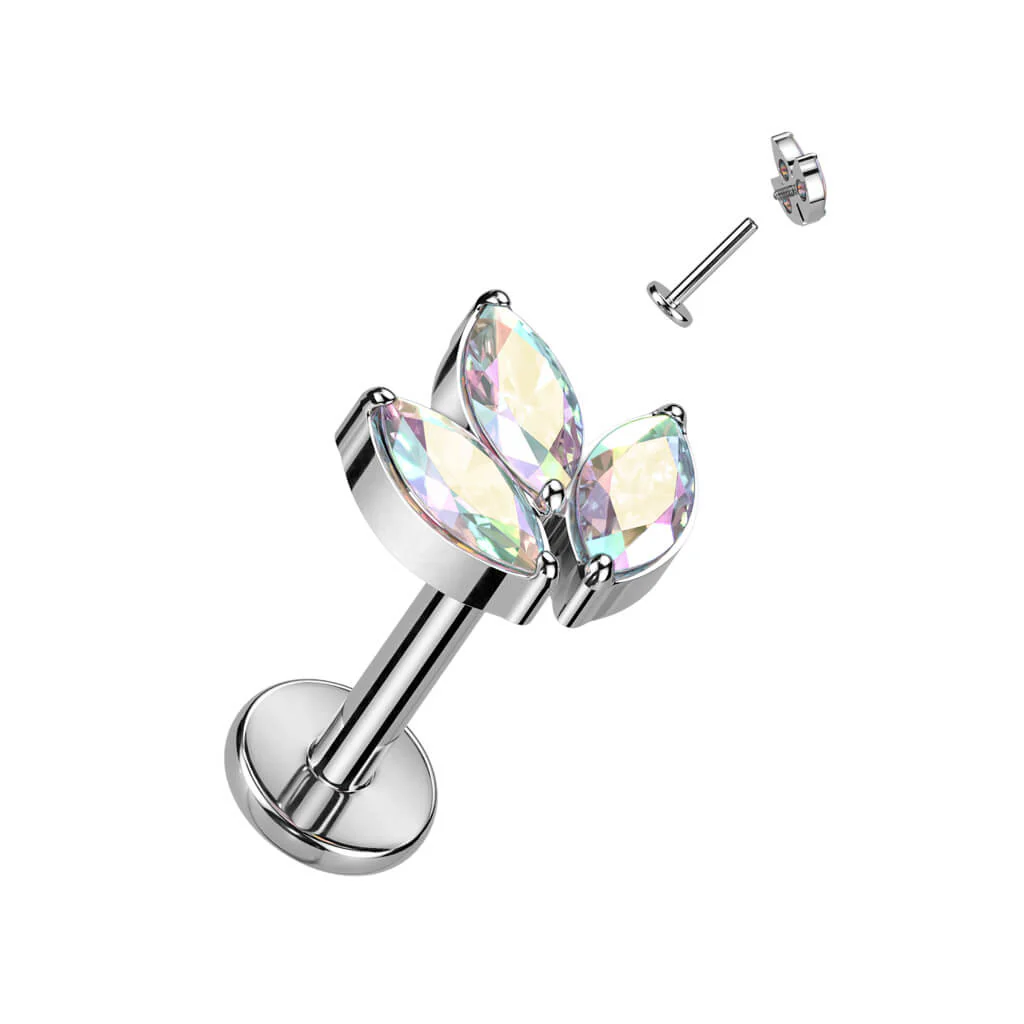 Tytan labret liść cyrkonia gwint wewnętrzny - Image 4