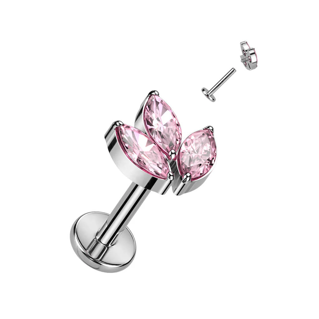 Tytan labret liść cyrkonia gwint wewnętrzny - Image 8