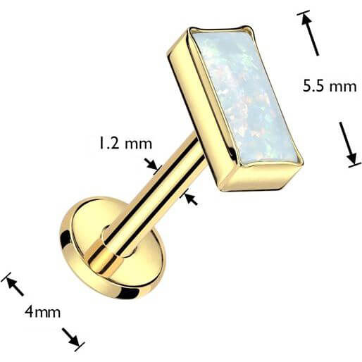 Tytan labret opal prostokątny gwint wewnętrzny - Image 2