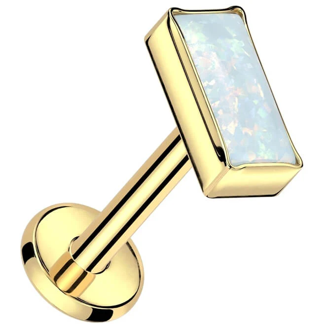 Tytan labret opal prostokątny gwint wewnętrzny - Image 3