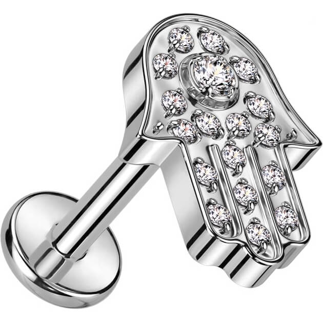 Tytan labret hamsa cyrkonia gwint wewnętrzny - Image 4