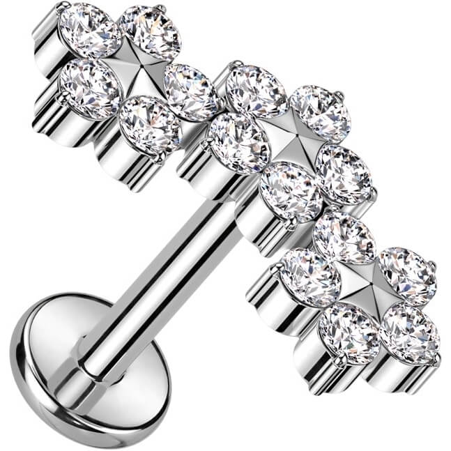 Tytan labret kwiatki cyrkonie gwint wewnętrzny - Image 3