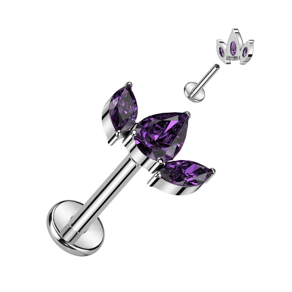 Tytan labret kropla cyrkonia gwint wewnętrzny - Image 3
