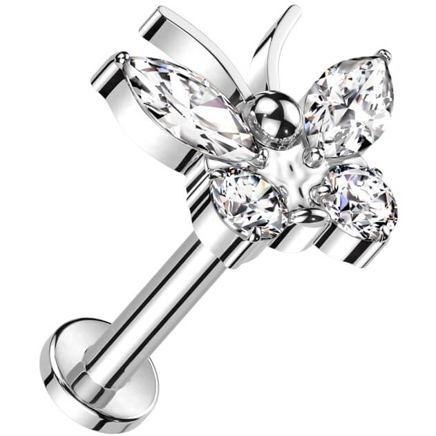 Tytan labret motyl cyrkonia gwint wewnętrzny - Image 3