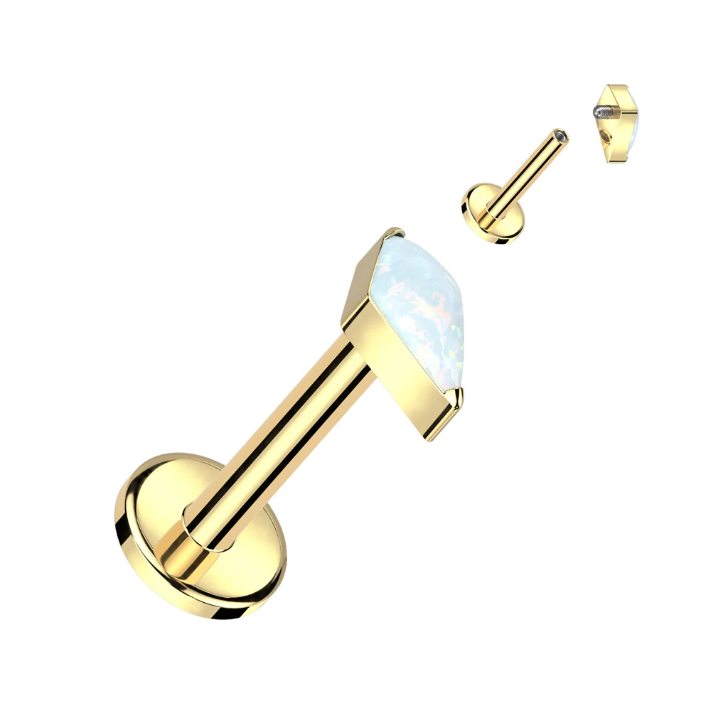Tytan labret cyrkonia w kształcie diamentu gwint wewnętrzny - Image 4