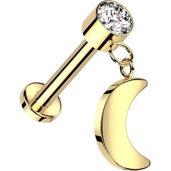 Tytan labret księżyc cyrkonia gwint wewnętrzny - Image 3