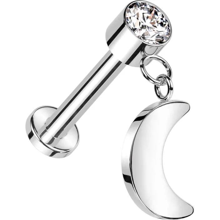 Tytan labret księżyc cyrkonia gwint wewnętrzny - Image 4