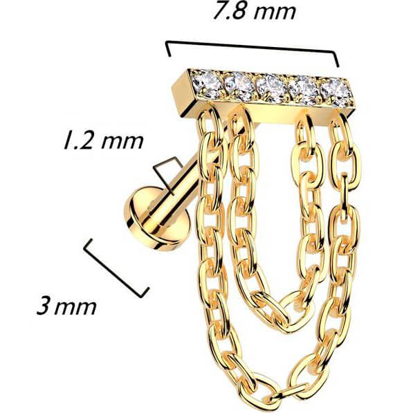 Tytan labret Łańcuszek cyrkonia gwint wewnętrzny - Image 2