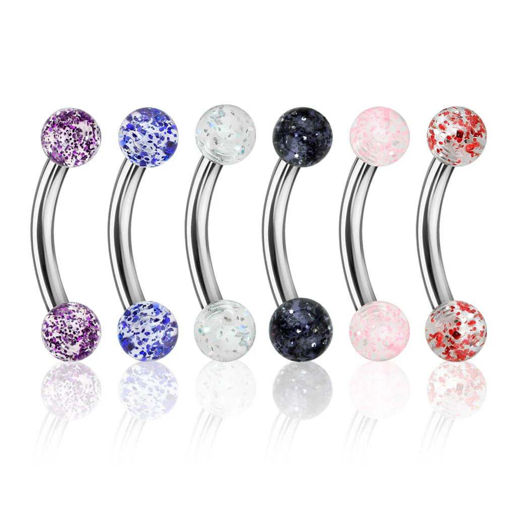 Kolczyk do brwi akrylowa kulka ultra glitter, 6  sztuk - Image 2