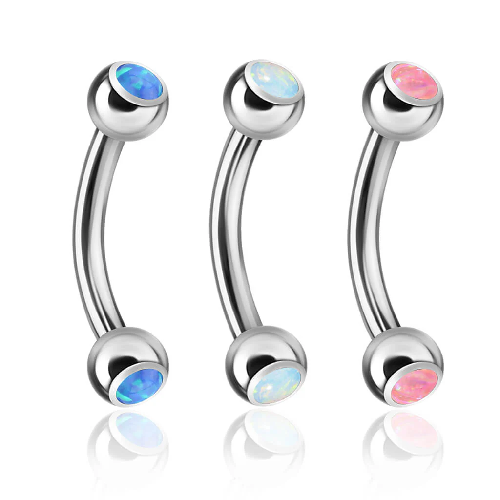 Kolczyk do brwi kulka opal, 3  sztuki - Image 2