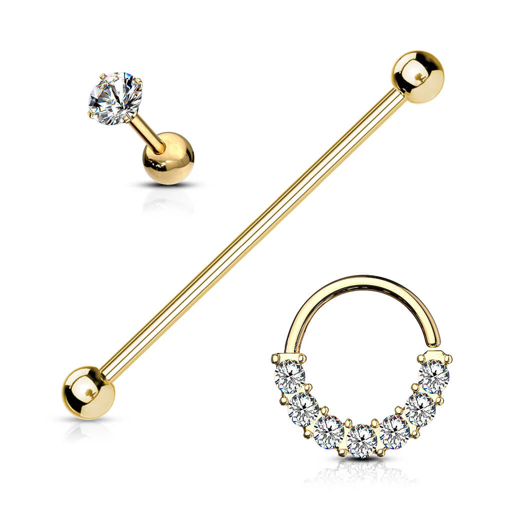 Sztanga zestaw sztanga industrial labret kółko cyrkonie, 3  sztuki - Image 4