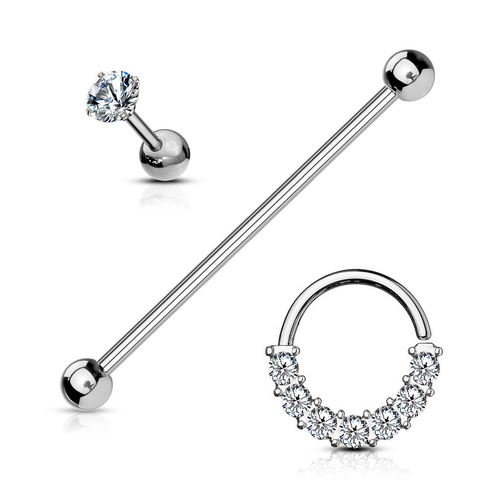 Sztanga zestaw sztanga industrial labret kółko cyrkonie, 3  sztuki - Image 6