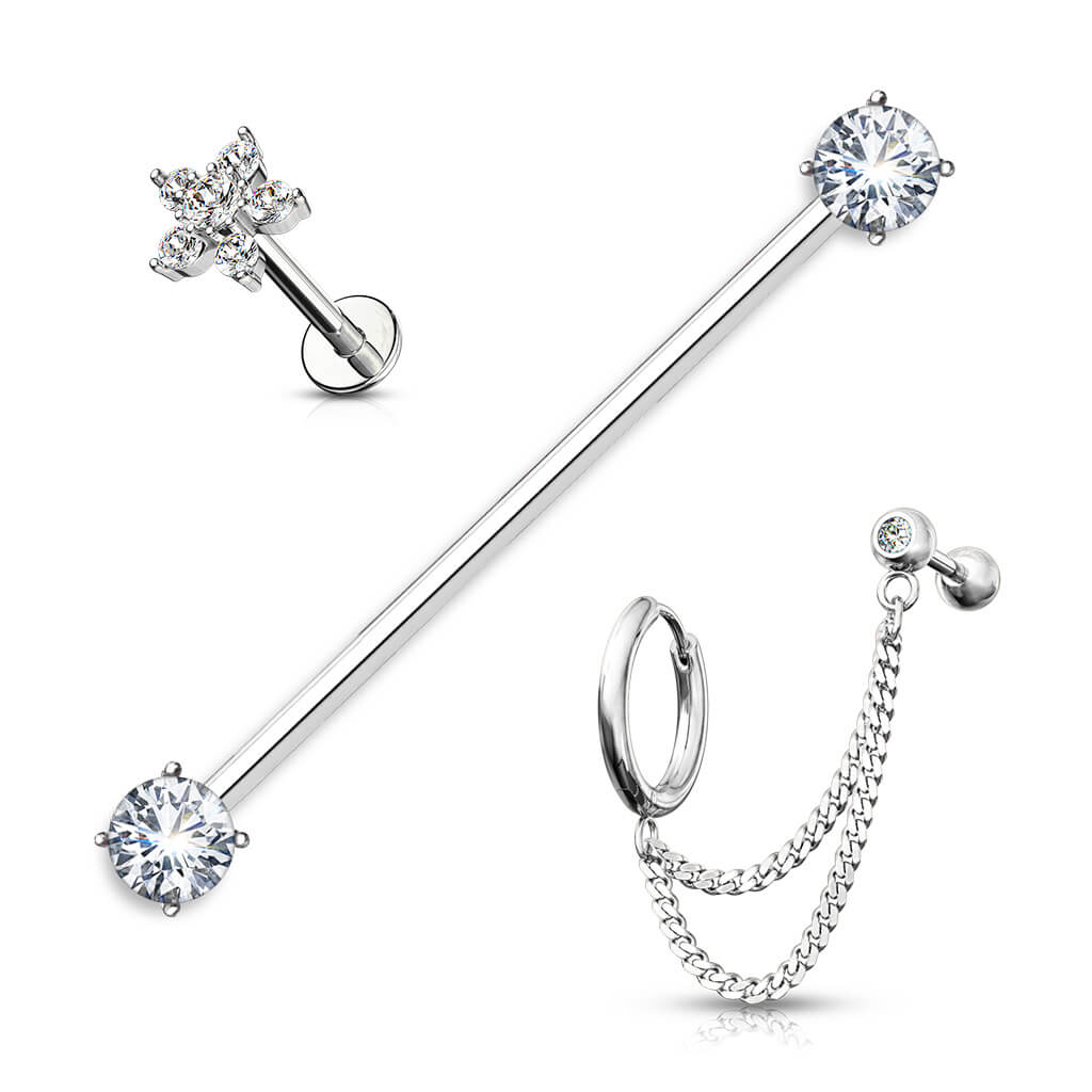 Pakiet zestaw kolczyków do ucha labret sztanga industrial, 3  sztuki - Image 6