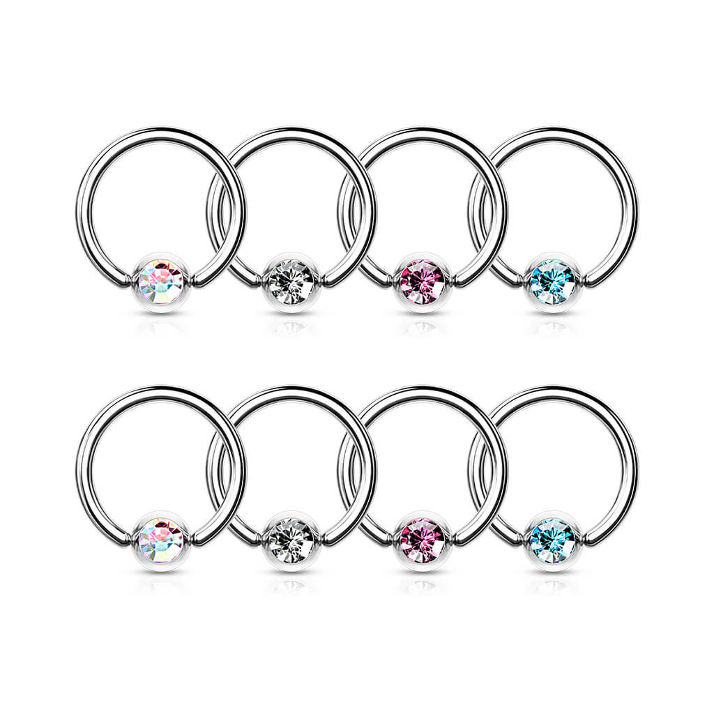 Kółko zestaw cyrkonia zapięcie captive bead, 4 s pars - Image 2