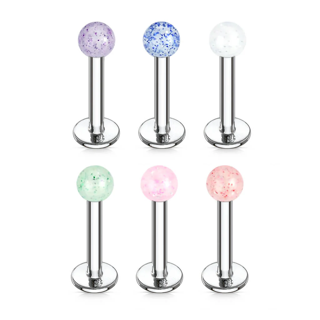 Labret akrylowa kulka z brokatem, 6  sztuk - Image 2