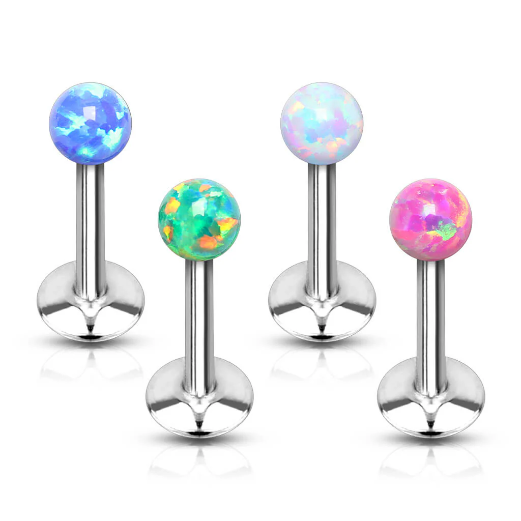 Labret kulka opal gwint wewnętrzny, 4  sztuki - Image 2