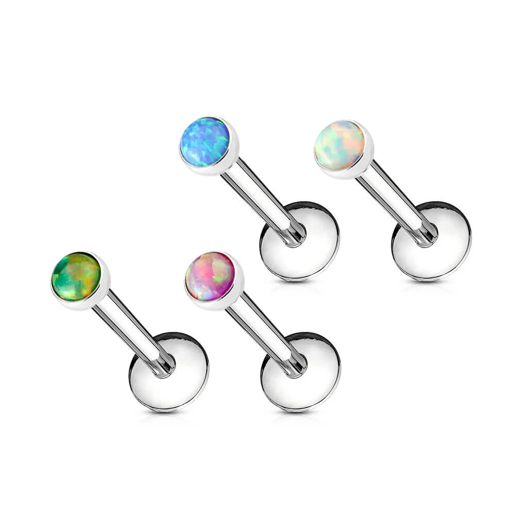Labret opal płaski okrągły gwint wewnętrzny, 4  sztuki - Image 2
