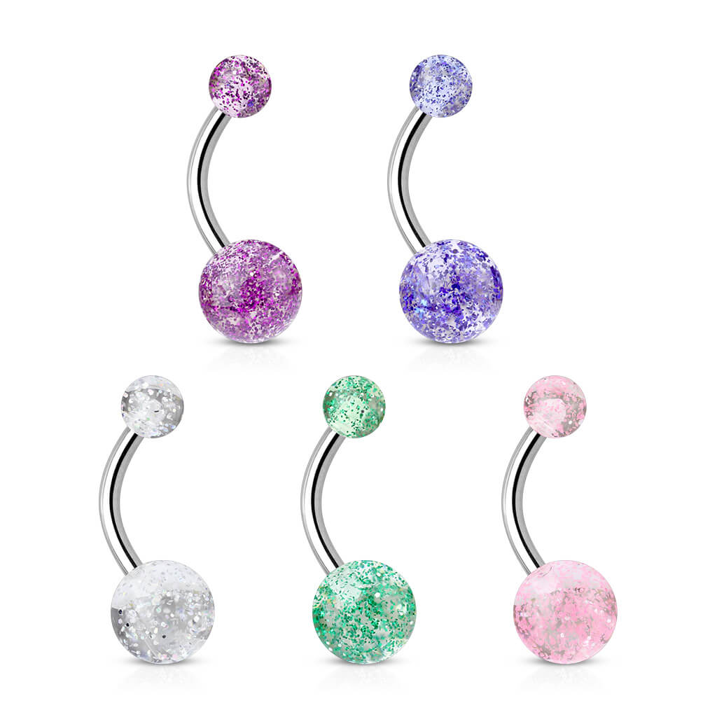 Kolczyk do pępka akrylowa kulka ultra glitter, 5  sztuk - Image 2