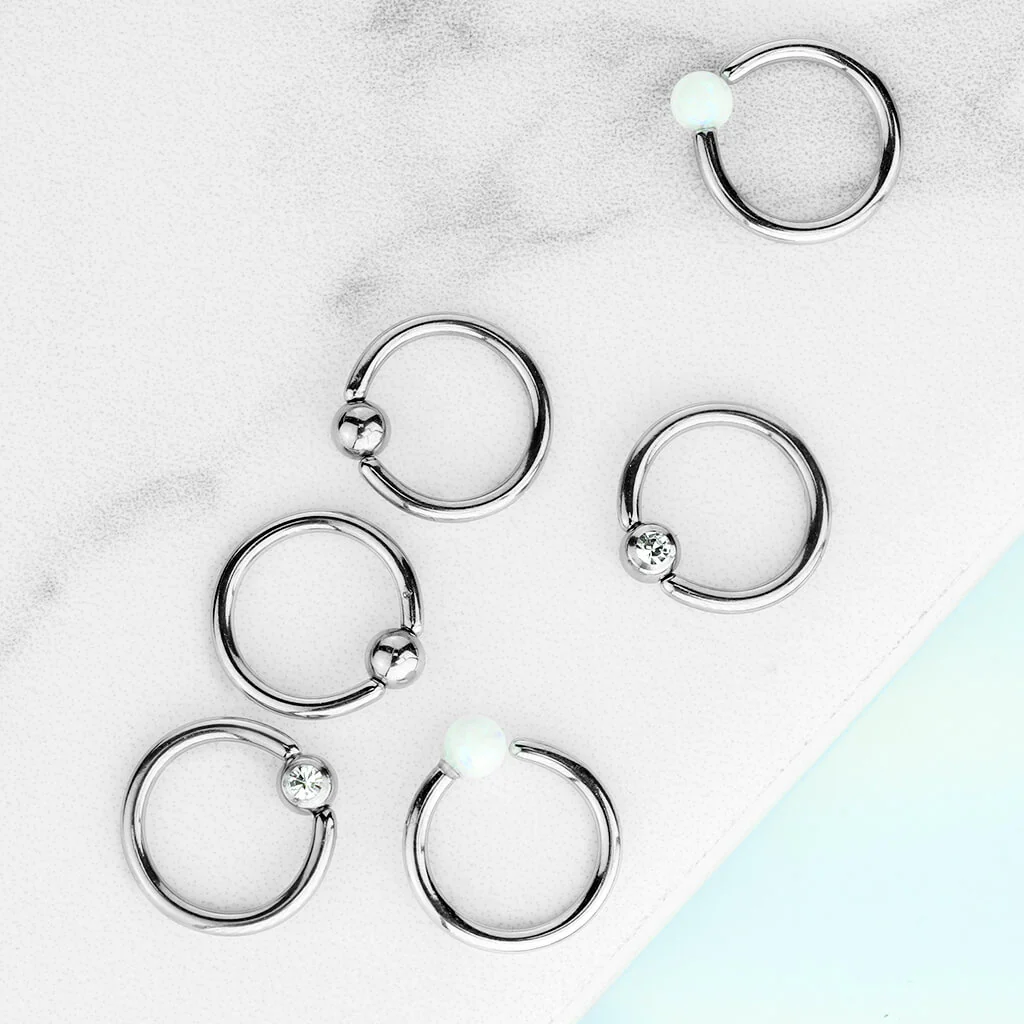 Kółko z kulką cyrkonia opal srebrny zapięcie captive bead, 3 s pars - Image 3