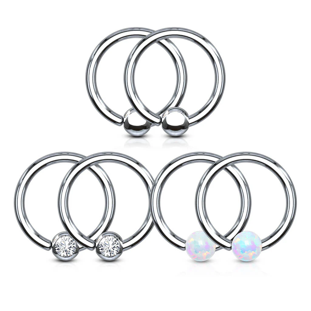 Kółko z kulką cyrkonia opal srebrny zapięcie captive bead, 3 s pars - Image 4